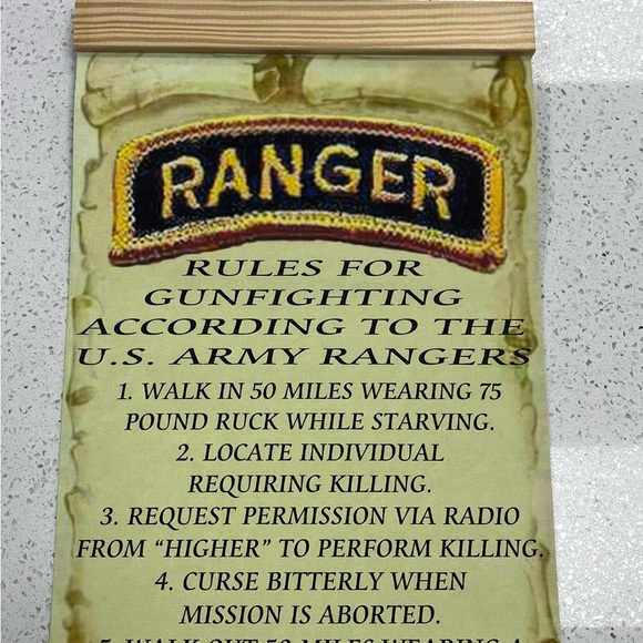 Ranger Creed & Rules hanging Handmade 100% Cotton American Pine Military familes - Picture 2 of 5